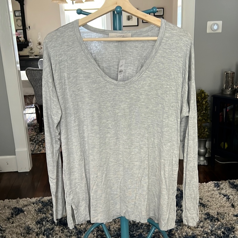 Loft long sleeve grey top.